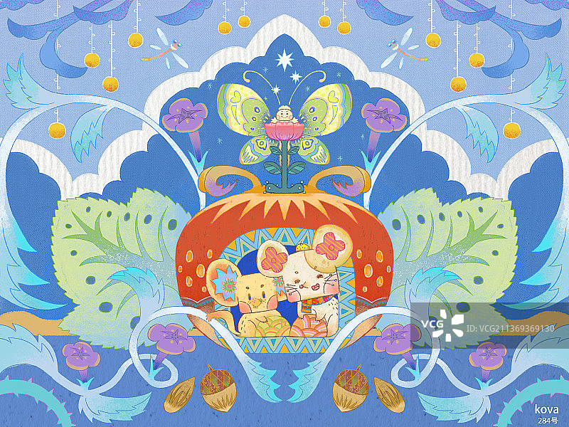 冬天森林里的小动物儿童插画图片素材