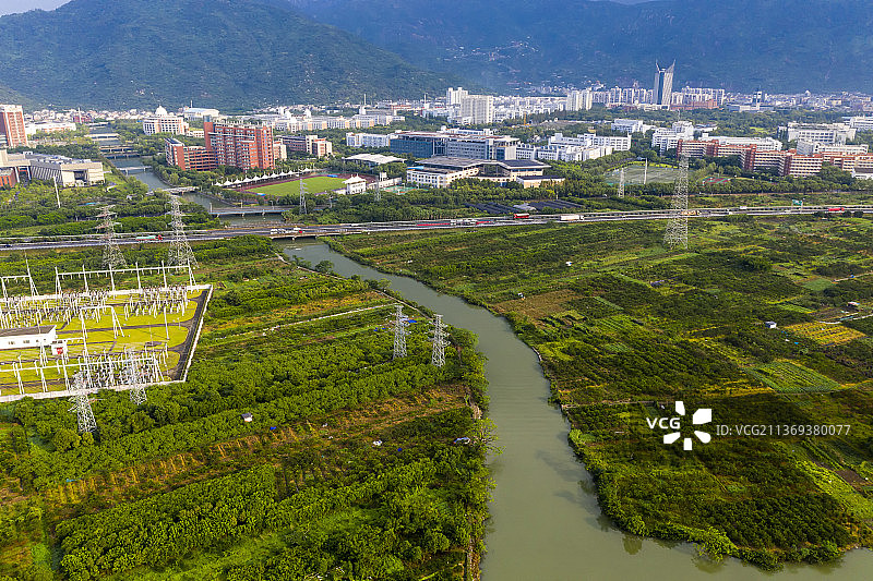 温州湿地公园航拍图片素材