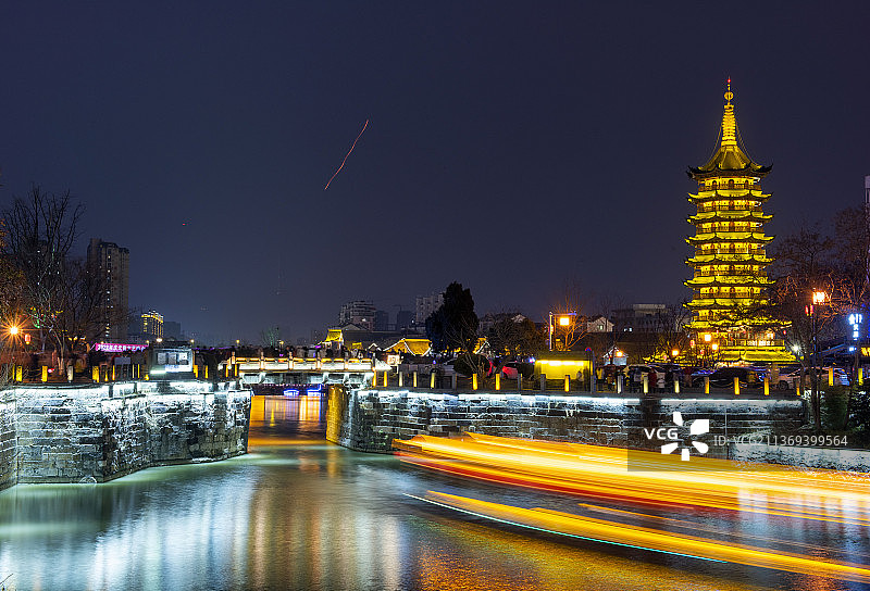 江苏省淮安市清江浦大闸口夜景图片素材