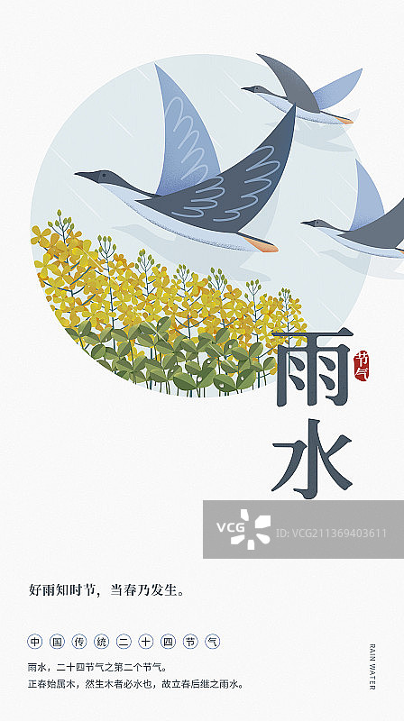 雨水节气海报设计模板竖版图片素材
