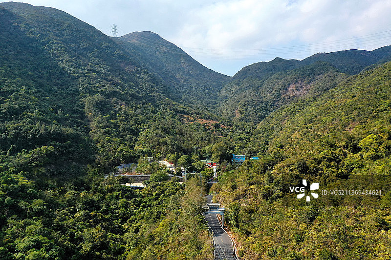 广东省惠州市惠阳区新圩镇白云嶂市级自然保护区盘古庙航拍图片素材