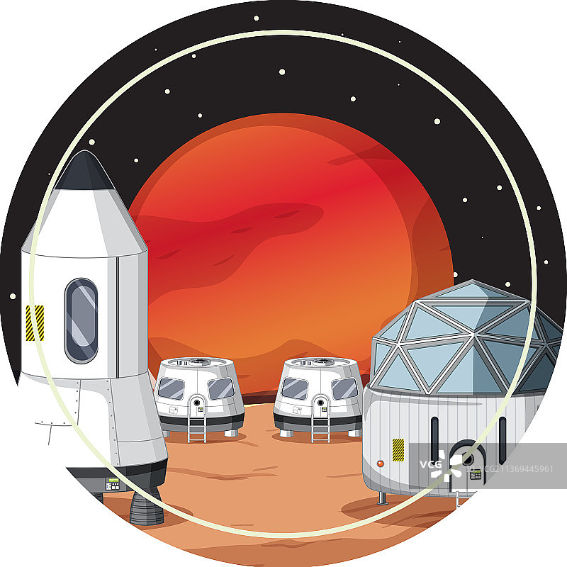 白色背景上的太空定居点徽章图片素材
