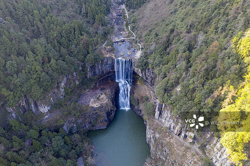 浙江省温州市文成县百丈漈景区航拍图片素材