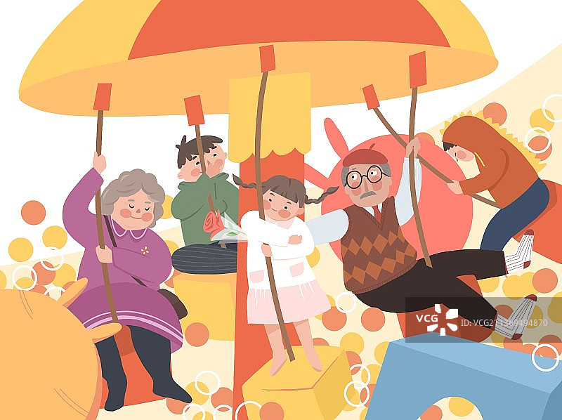 老头老太在游乐场玩图片素材