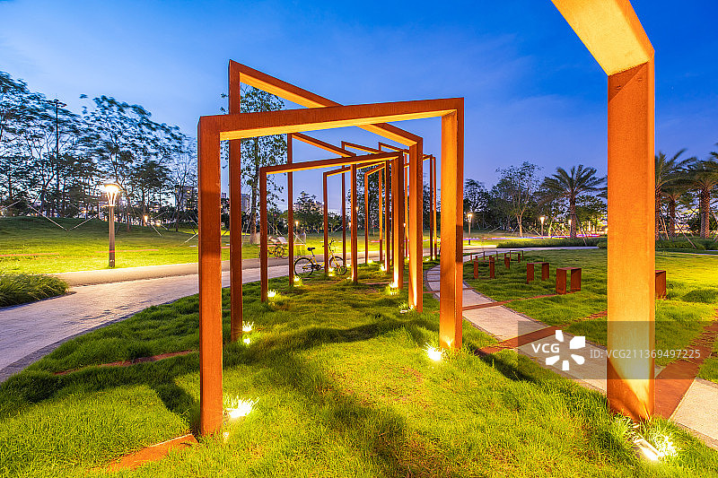 深圳湾公园艺术装置展示图片素材