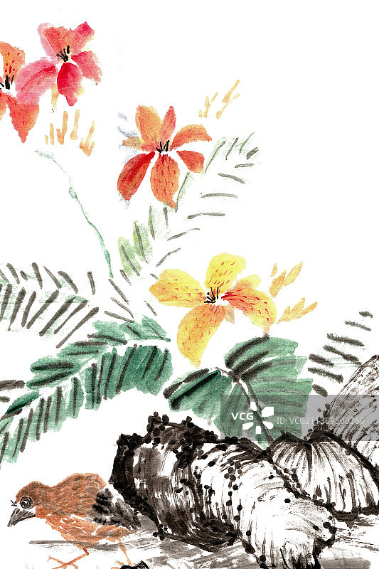 花下的小鸟图片素材