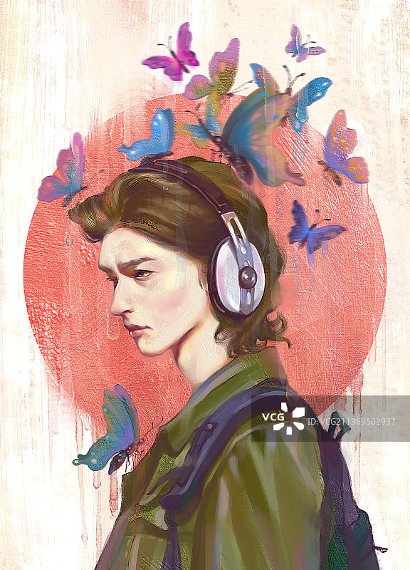 耳机少男图片素材