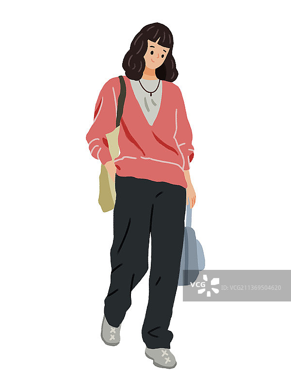 时尚穿搭粉色上衣女人图片素材