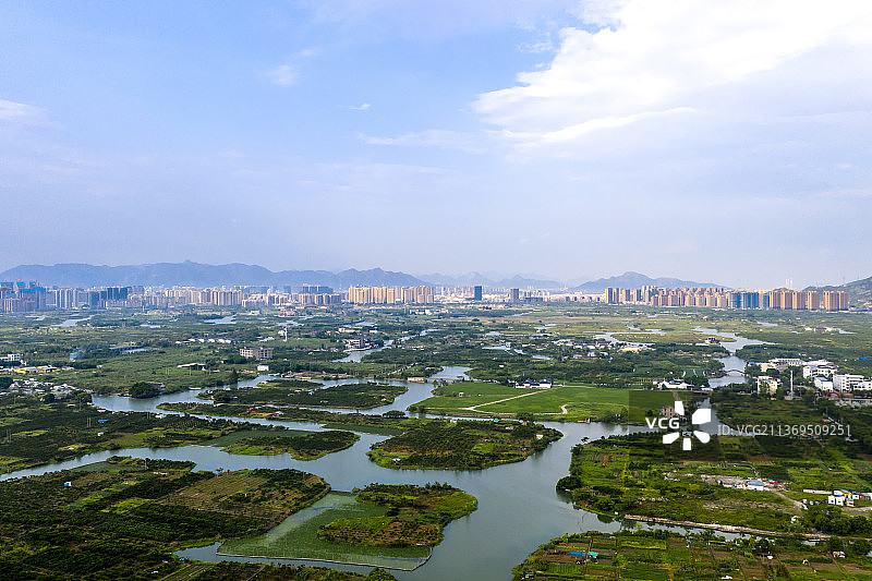 浙江省温州市湿地公园航拍图片素材
