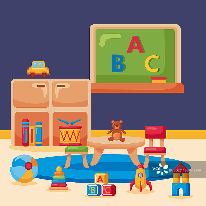 有玩具的幼儿园教室图片素材