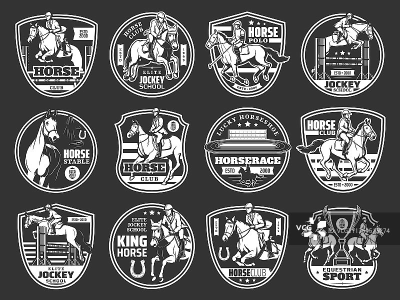 赛马和马术运动俱乐部图标图片素材