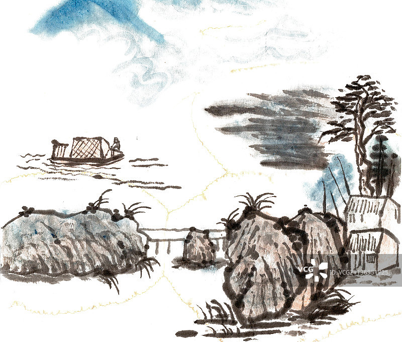 行舟图图片素材