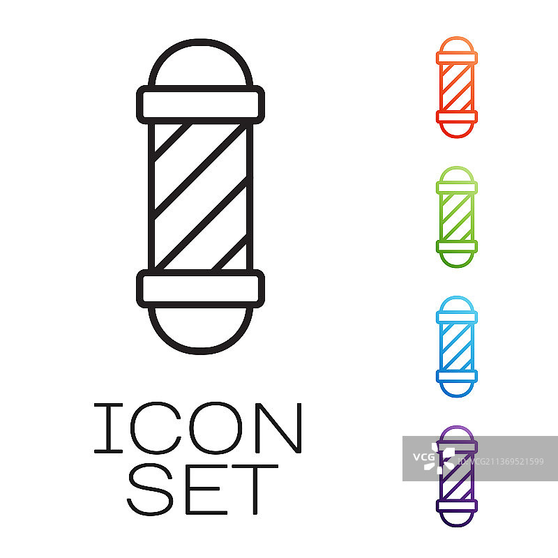 隔离的黑色经典理发店柱子图标图片素材