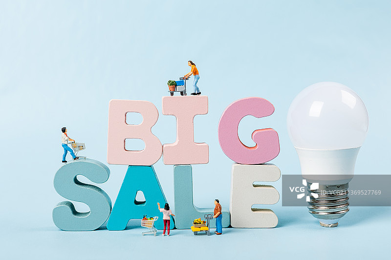 微缩景观人群购物大甩卖折扣促销SALE图片素材