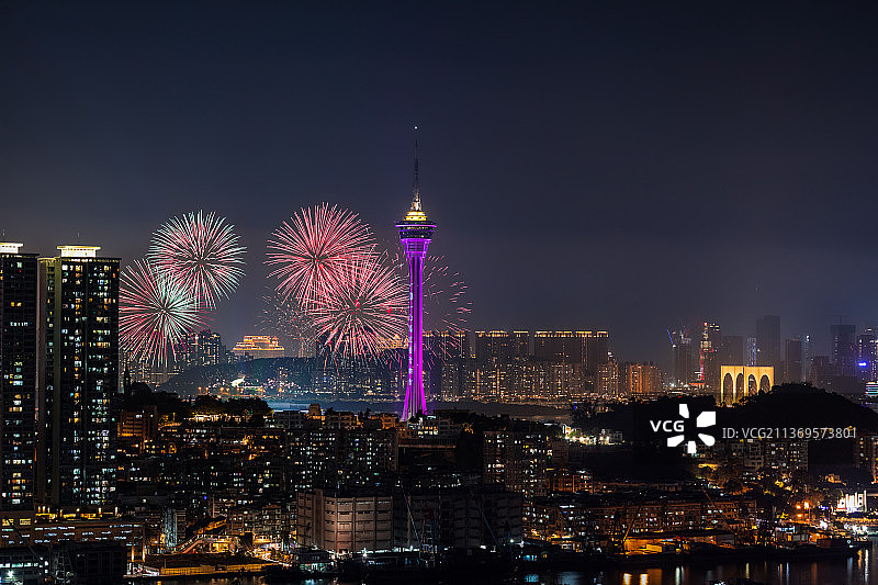2022年元宵节澳门烟花表演图片素材