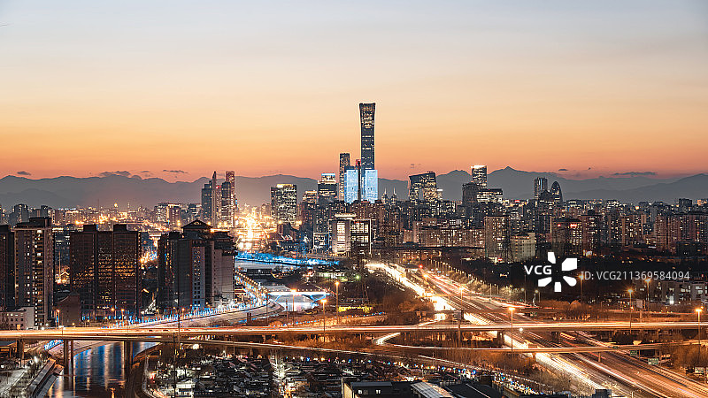 北京朝阳区日落图片素材