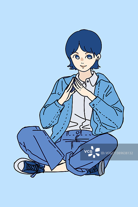 女孩站坐图片素材