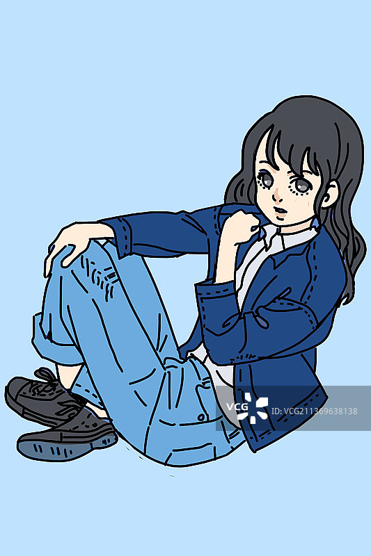 女孩站坐图片素材
