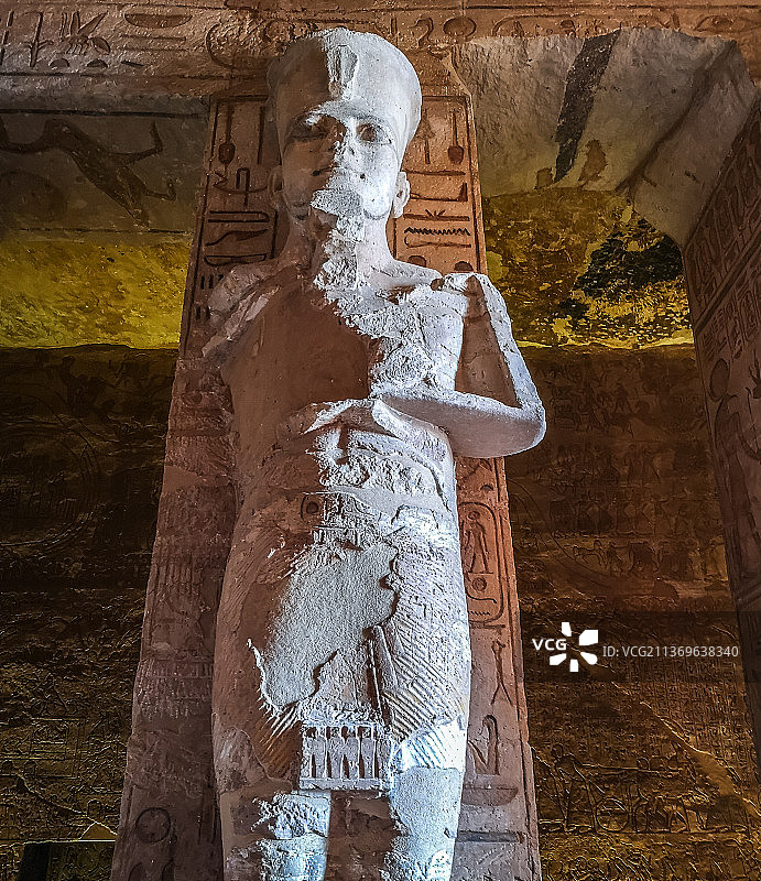 埃及阿布辛贝神庙内部影像图片素材