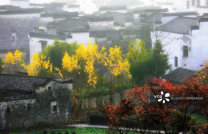 安徽歙县卢村秋色图片素材