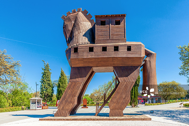 亚洲土耳其特洛伊遗址中的木马图片素材