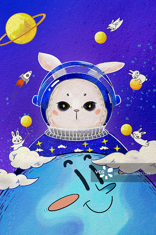 可爱梦幻太空兔图片素材
