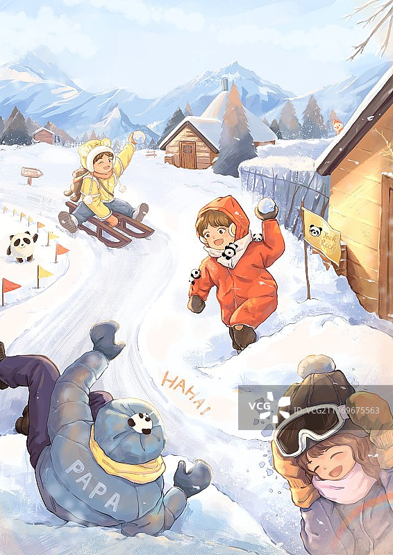 打雪仗图片素材