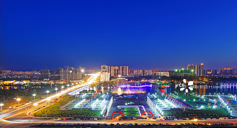 河北滦南北河公园惠民广场夜色图片素材