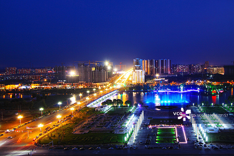 河北滦南北河水城夜色图片素材