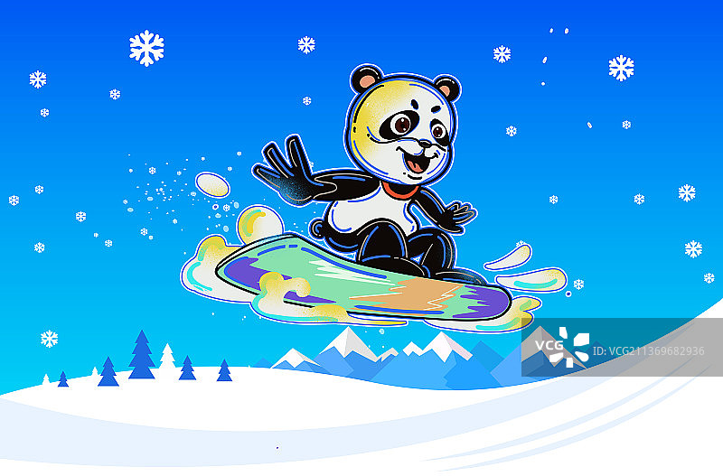 滑雪的熊猫图片素材