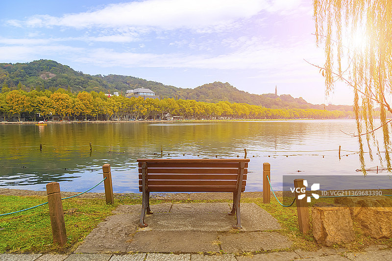 杭州西湖中式园林风光图片素材