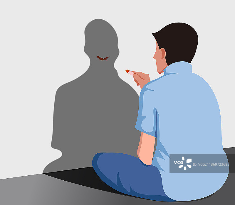 人物情绪之伪装的笑独自悲伤与压力图片素材