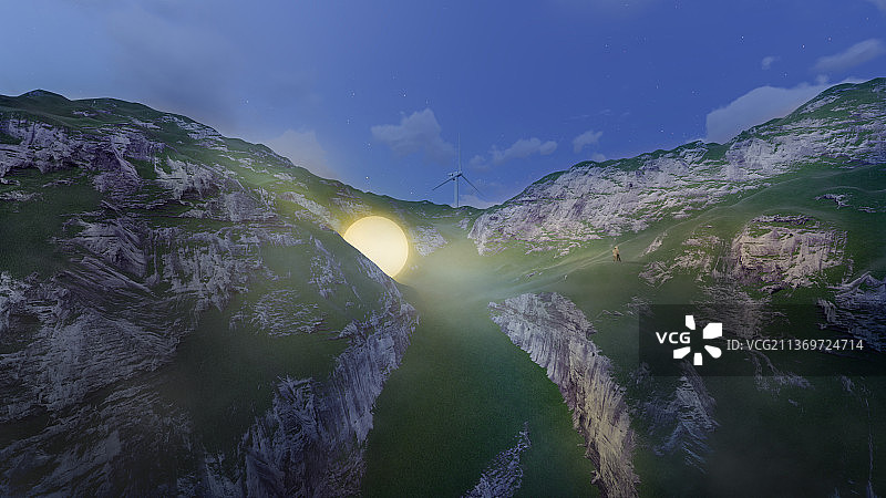 落入人间的月亮图片素材