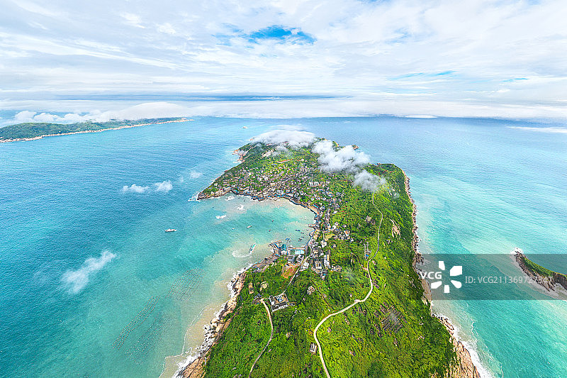 东极岛庙子湖岛航拍图片素材