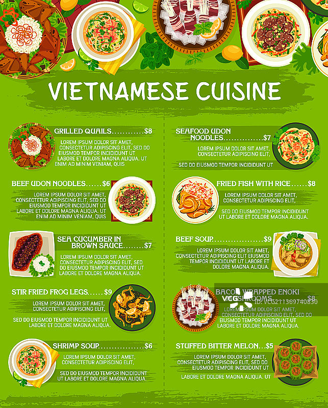 越南美食餐厅菜单模板图片素材