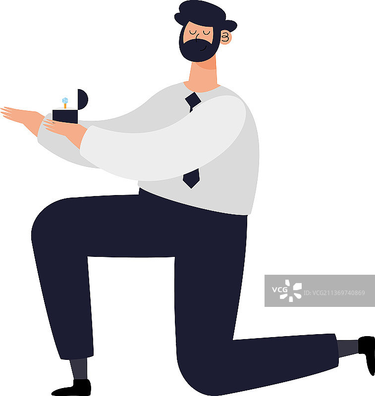 单膝跪地，手拿戒指的男人图片素材