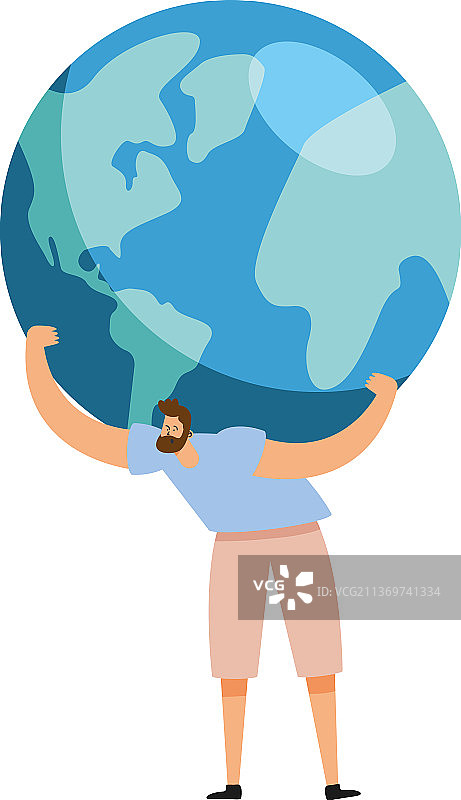 生态学家托举地球图片素材