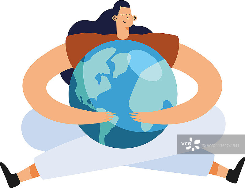 拥抱地球的女生态学家图片素材