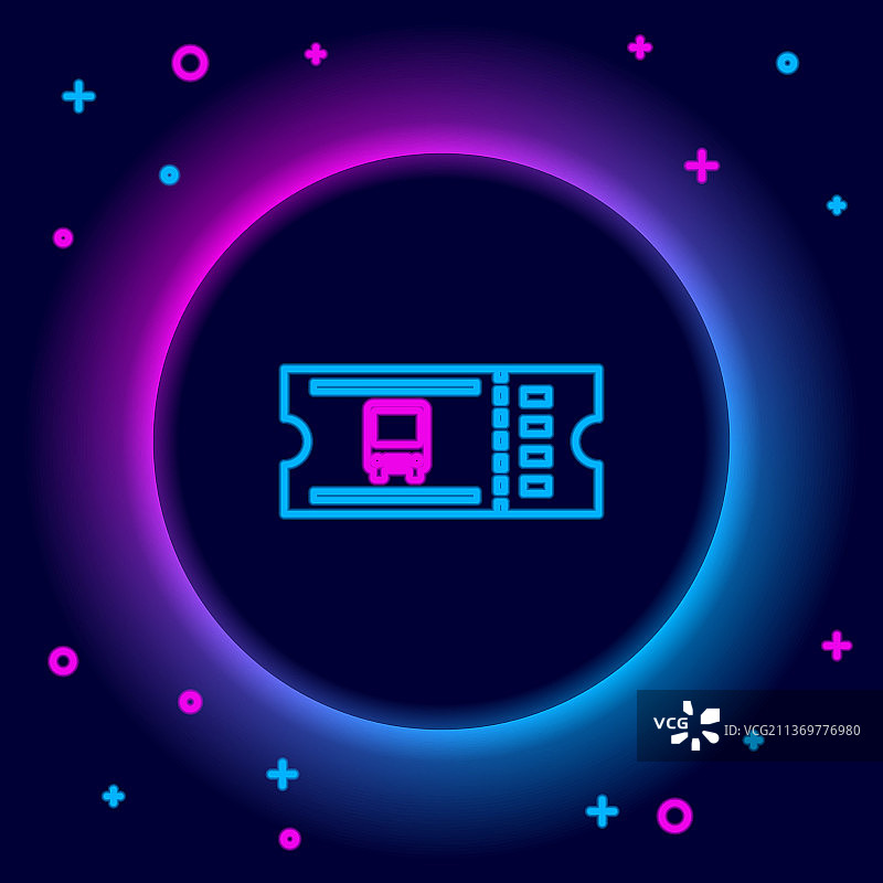 发光霓虹线公交车票图标图片素材