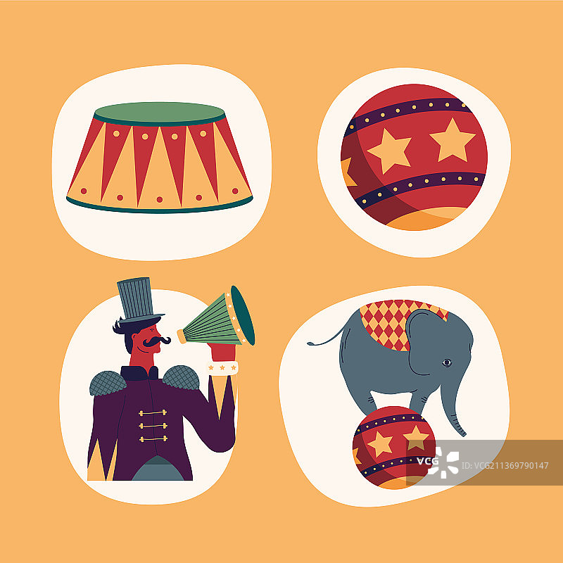 四个马戏团表演图标图片素材