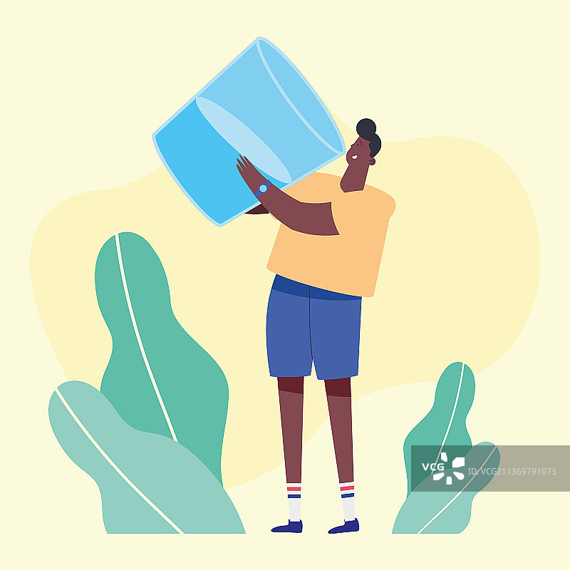 非裔男人在喝一杯水图片素材