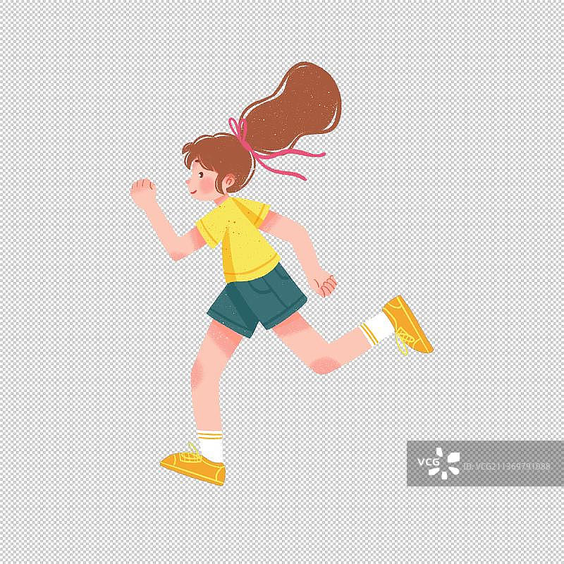 跑步的女孩全身肖像图片素材