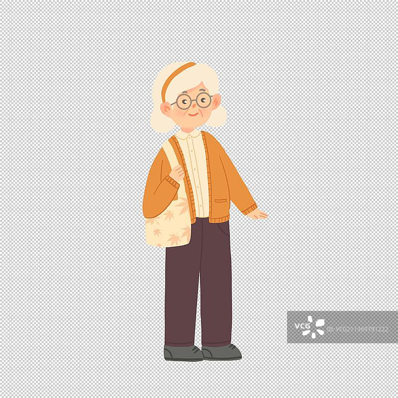 挎着环保袋的老人图片素材