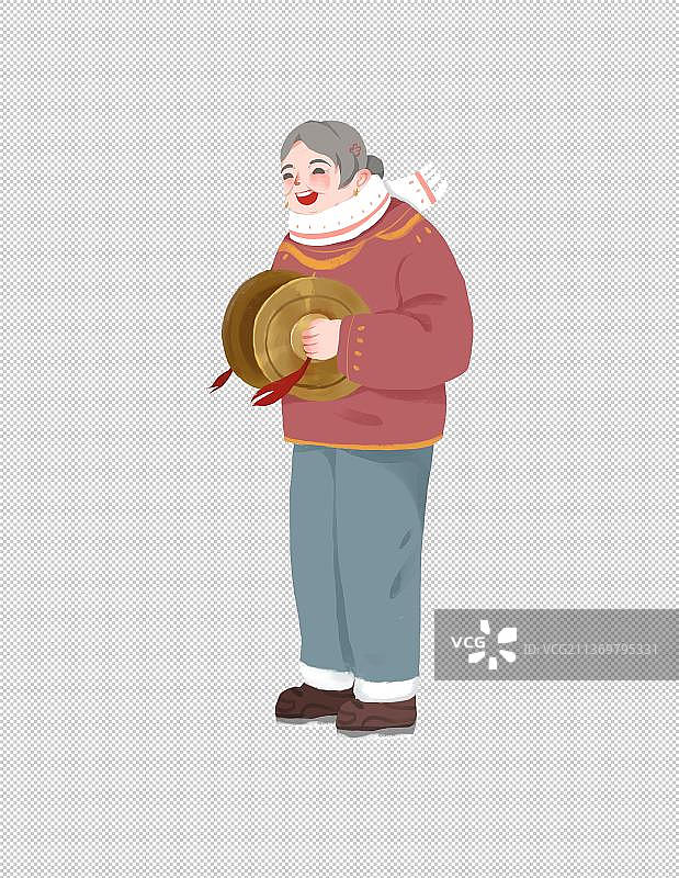 春节插画元素奶奶图片素材