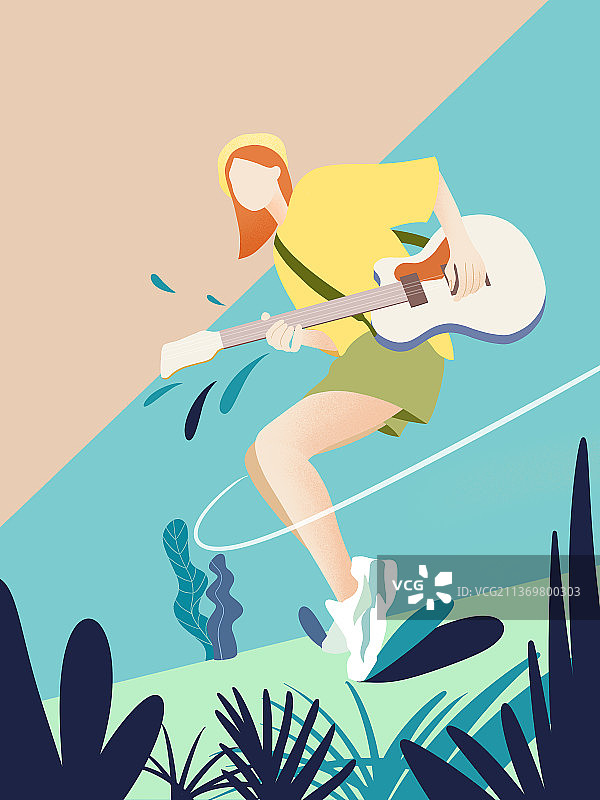 弹吉他的女孩图片素材