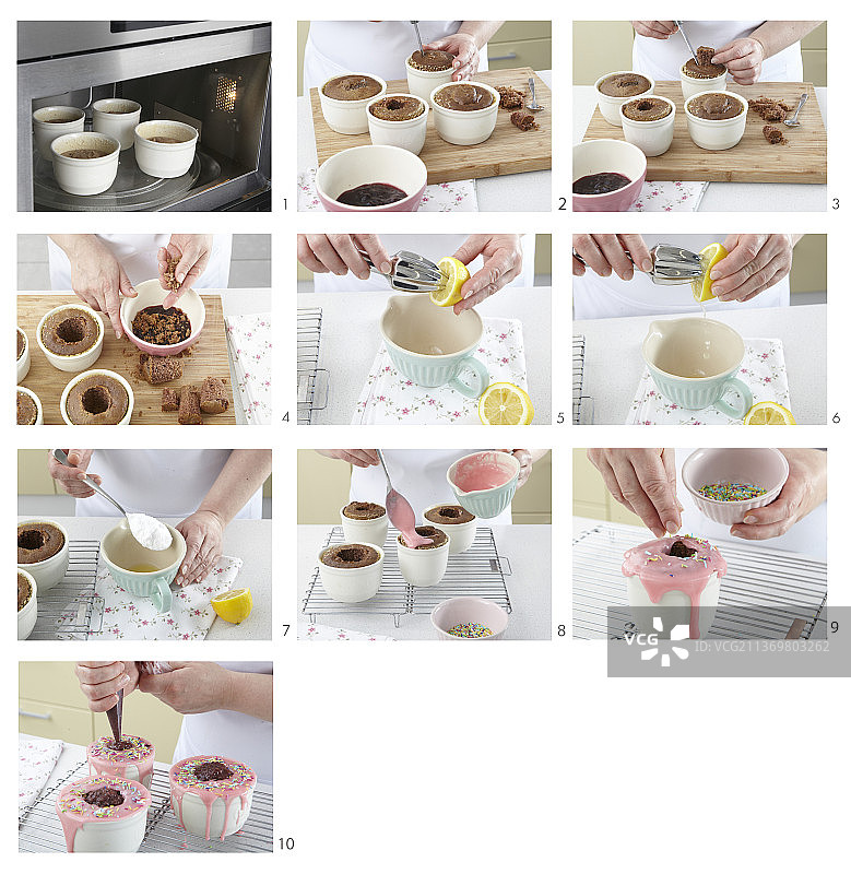 粉色糖霜肉桂纸杯蛋糕图片素材