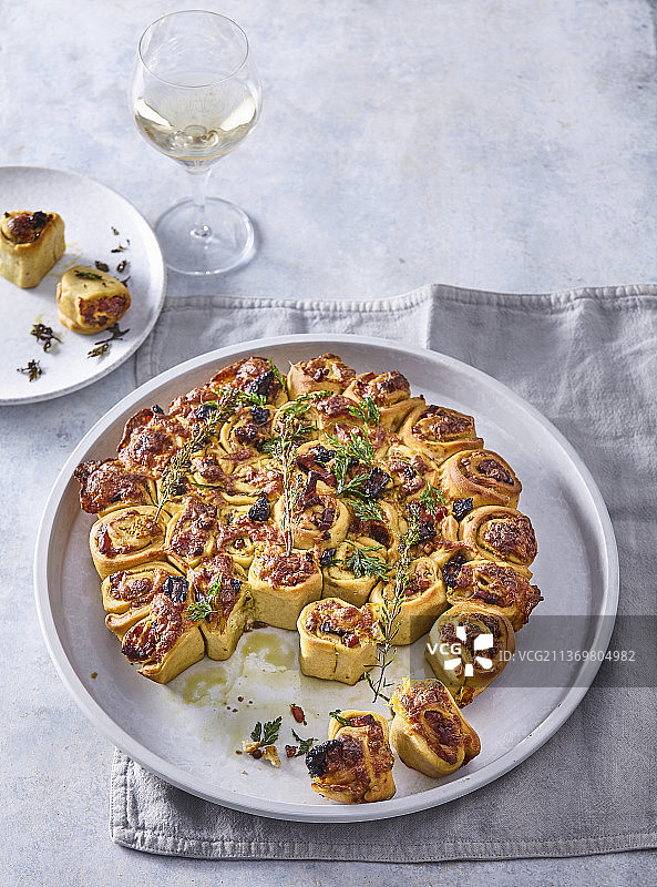 培根条纹馅饼卷图片素材