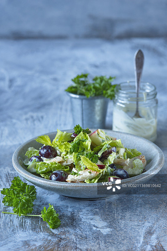 苹果葡萄鸡肉沙拉图片素材
