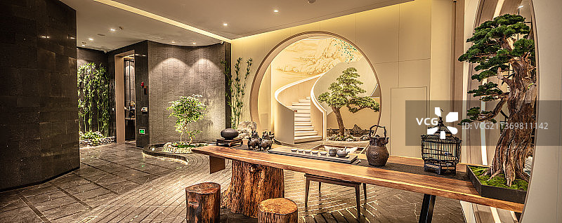 新中式拱门建筑空间图片素材