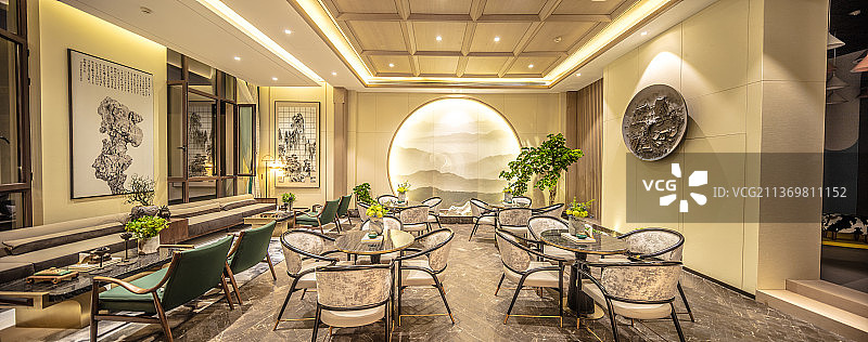 房地产新中式风格会客厅图片素材